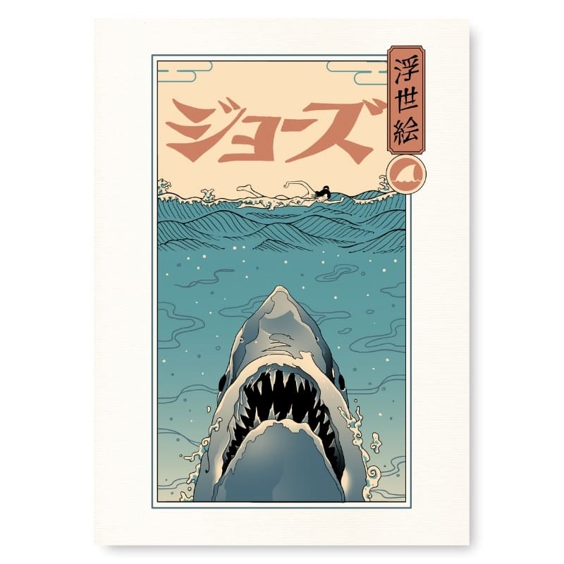 Japanse Poster - Ukiyo-e Haaienaanval A3