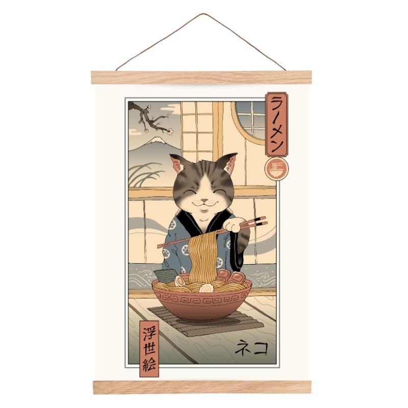 Japanse Poster - Ukiyo-e Neko Ramen A3