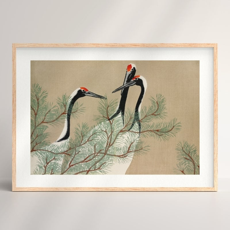 Japanse Prent - Kamisaka Kraanvogels A3