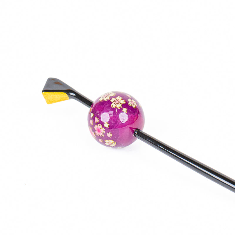 Japanse Tama Kanzashi Haarpin – Paarse Ukidama