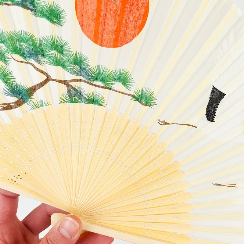 Japanse Waaier – Kraanvogel & Dennenboom