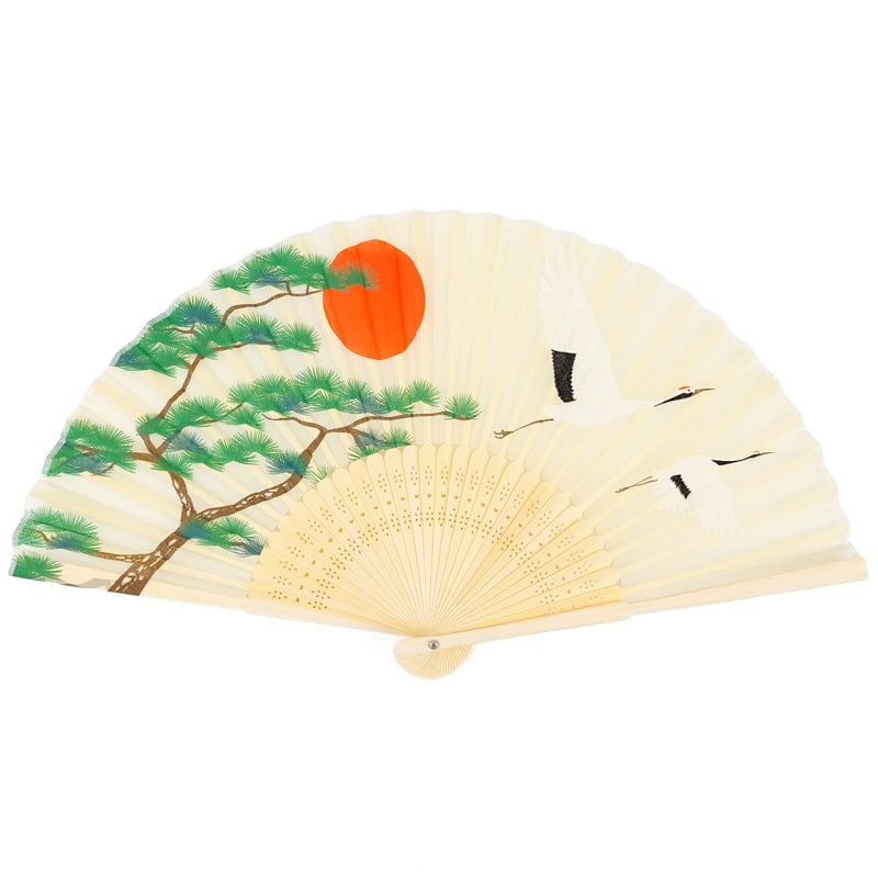 Japanse Waaier – Kraanvogel & Dennenboom