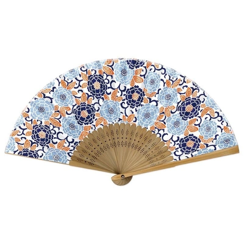 Japanse Waaier - Yuzen Botan Blauw