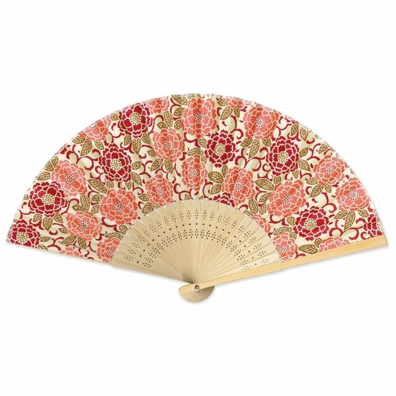 Japanse Waaier - Yuzen Botan Oranje