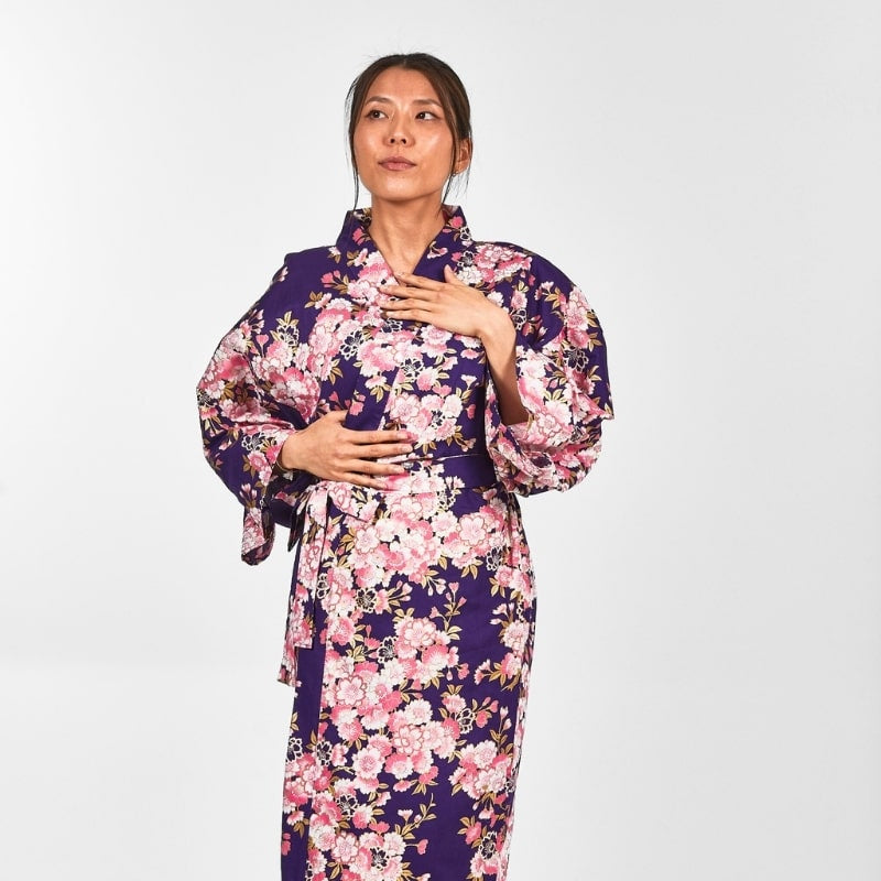Happi Sakura bloemenkimono voor dames - Een maat