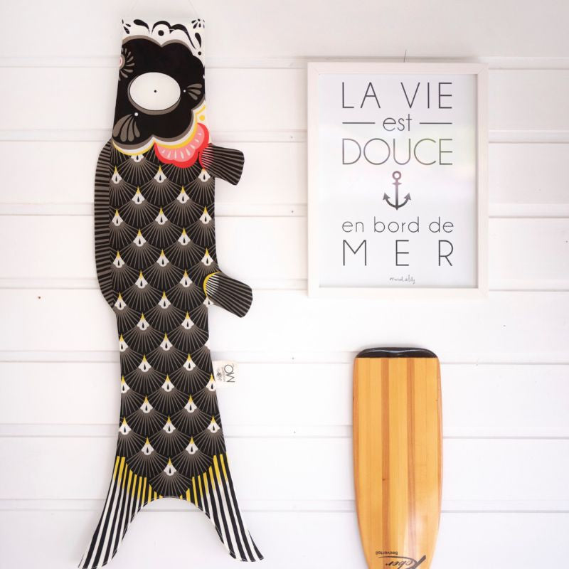 Koinobori Traditioneel Zwart - 100 cm