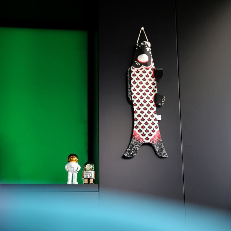 Koinobori Traditioneel Zwart & Wit (S)