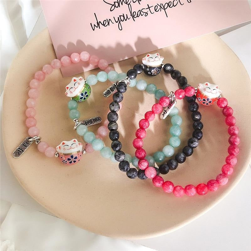 Maneki Neko Armband - Parels
