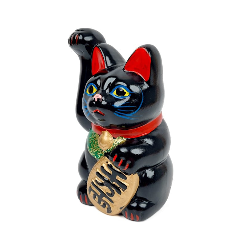 Maneki Neko Zwart Seto - 13 cm