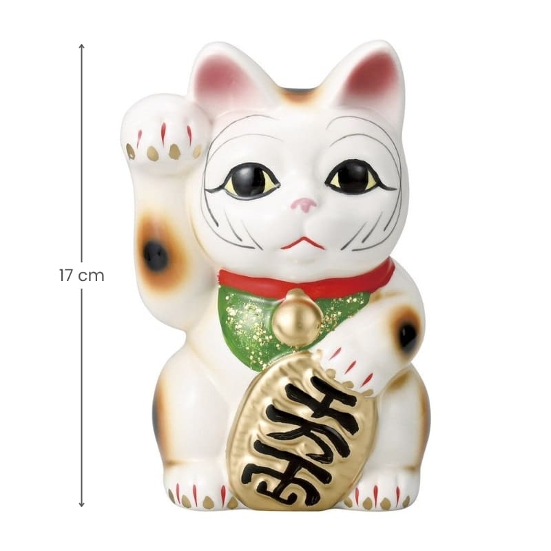 Maneki Neko Wit & Rechterpoot – 17 cm