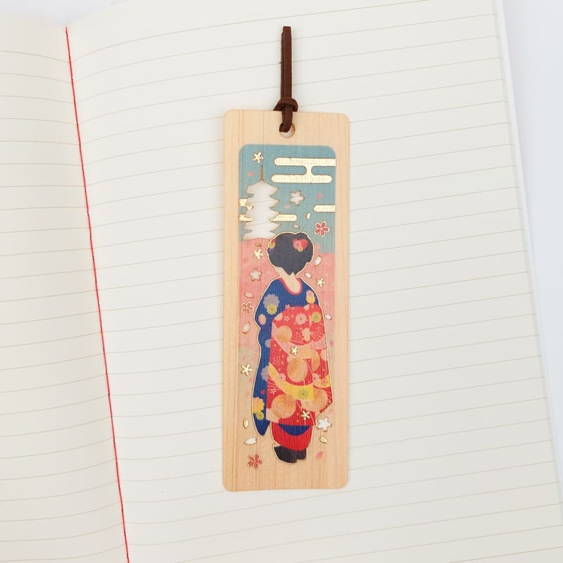 Boekmarker Japanse Cipres Geisha & Pagode