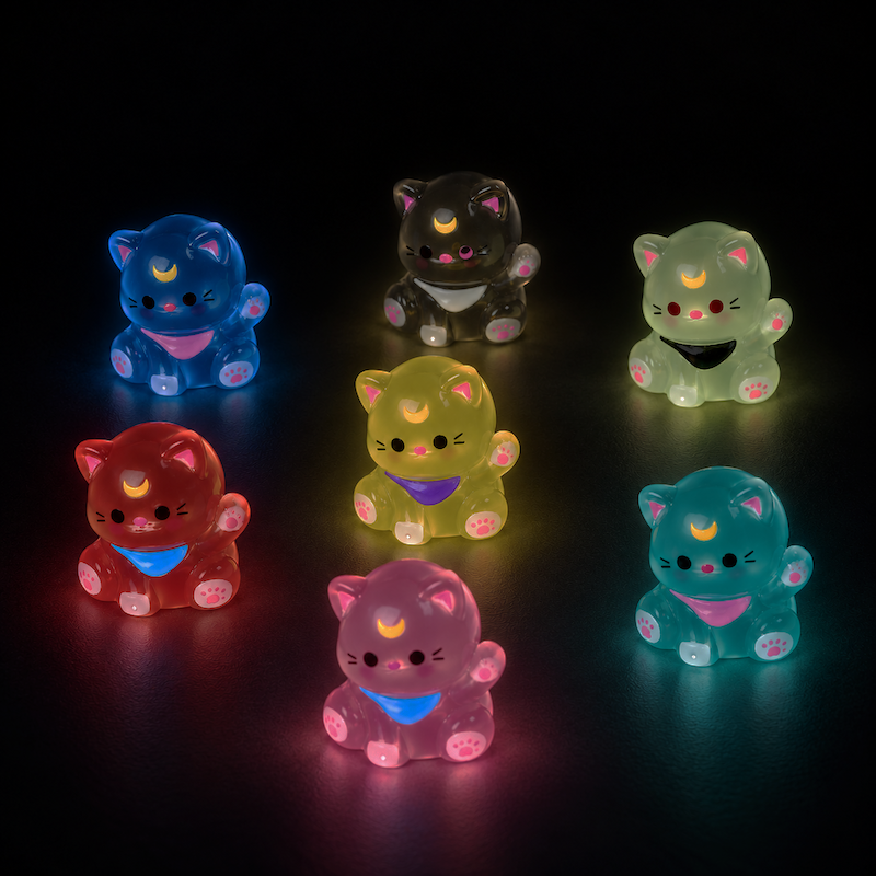 Mini Beeldje - Kleurrijke Glow-in-the-Dark Kat