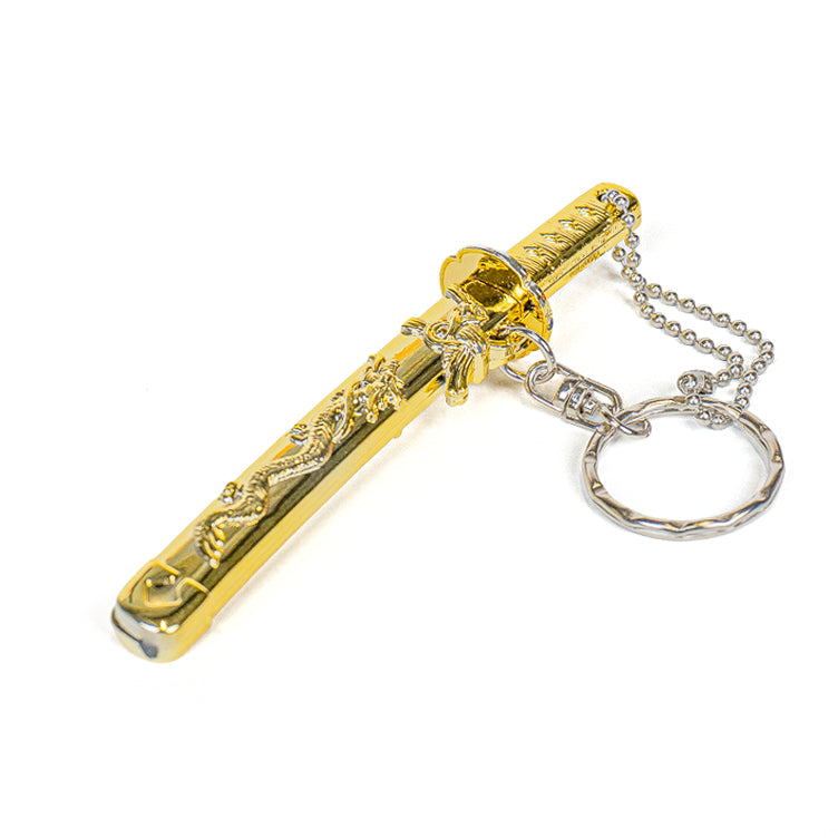 Mini Katana Sleutelhanger - Gouden Draak