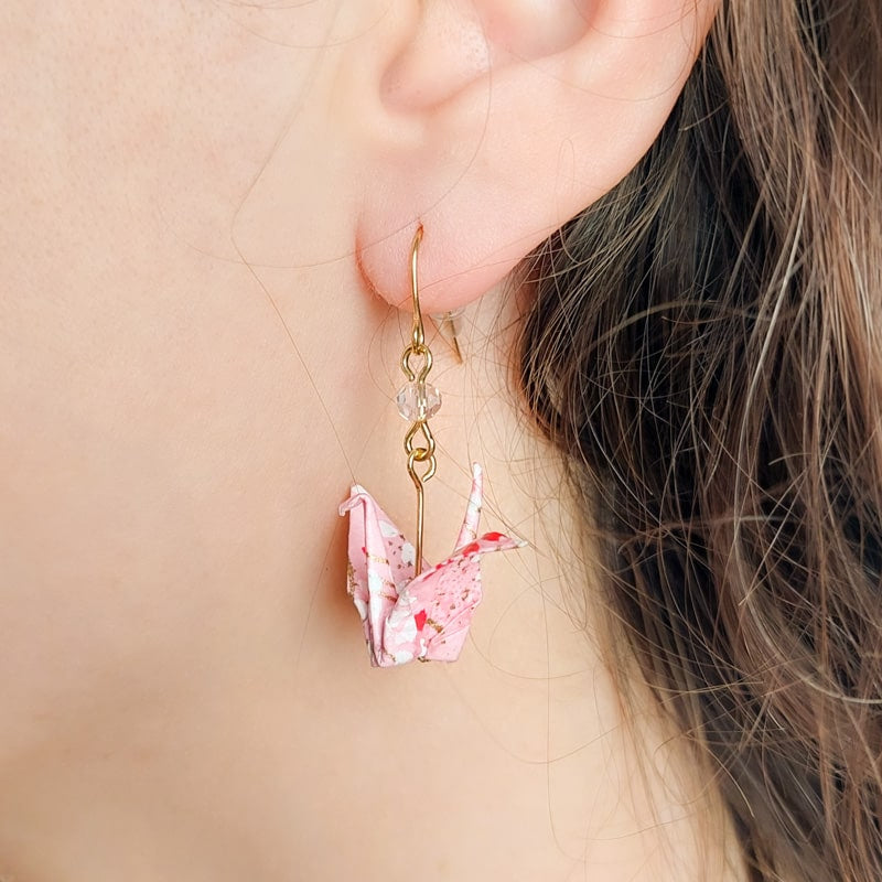 Origami Oorbellen - Pinku