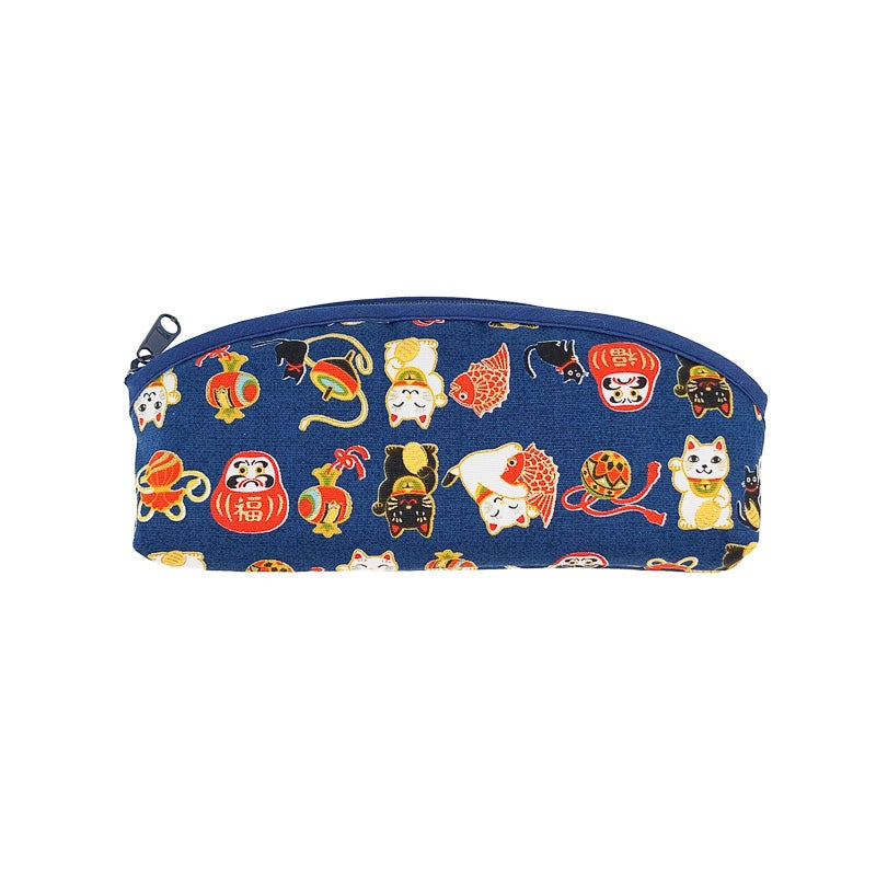 Pennen Etui met Japans Patroon Blauw