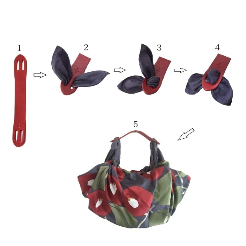 Poignée en Cuir Sac Furoshiki