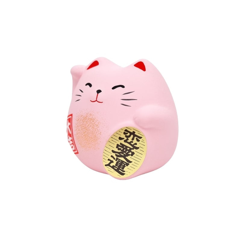 Ronde Maneki Neko - Roze