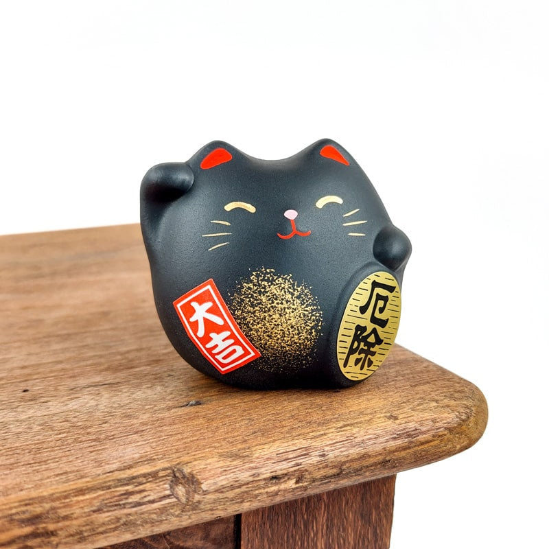 Ronde Maneki Neko - Zwart