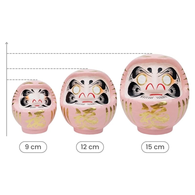 Roze Japanse Daruma - 9 tot 15 cm