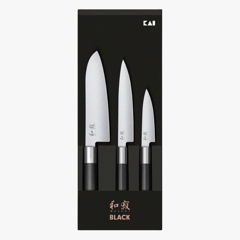 Set 3 Couteaux Japonais KAI Wasabi Black