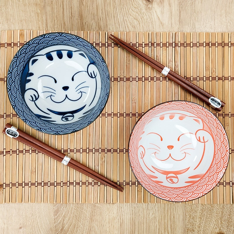 Set van 2 Japanse Kommen - Cat Face