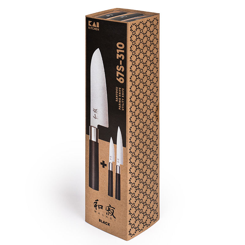 Set van 3 Japanse Messen – KAI Wasabi Black