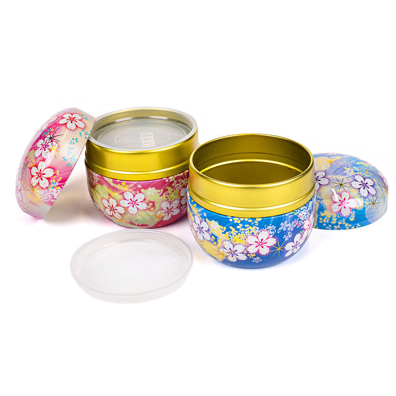 Set van Twee Metalen Theeblikken - Bloemen