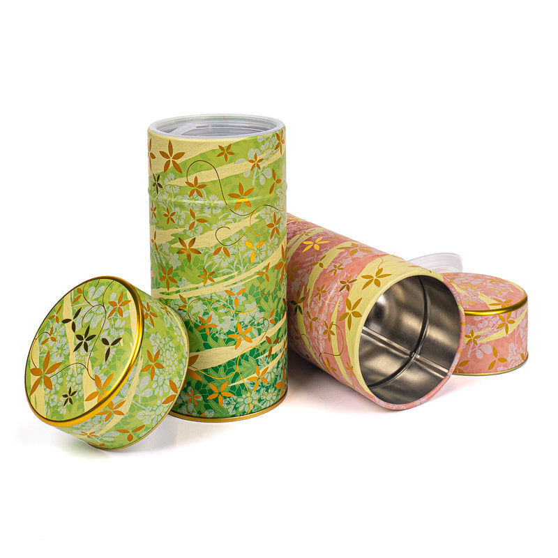 Set van Twee Metalen Theeblikken - Bloemenprint