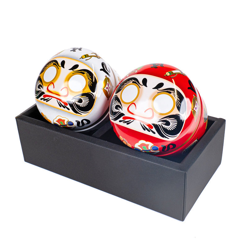 Set van Twee Metalen Theeblikken - Daruma