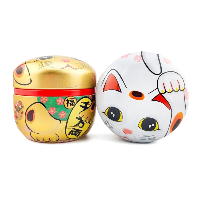 Set van Twee Metalen Theeblikken - Maneki Neko