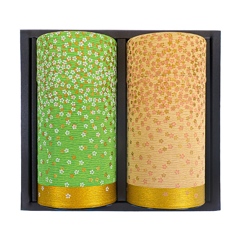 Set van Twee Theeblikken met Washi Papier - Hanazono