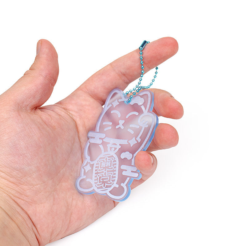 Sleutelhanger - Maneki Neko - Neonblauw