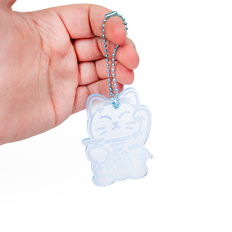 Sleutelhanger - Maneki Neko - Neonblauw