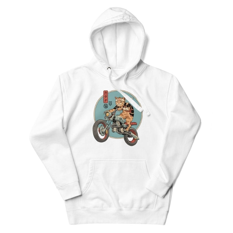 Japans sweatshirt Neko Rider - S / Wit