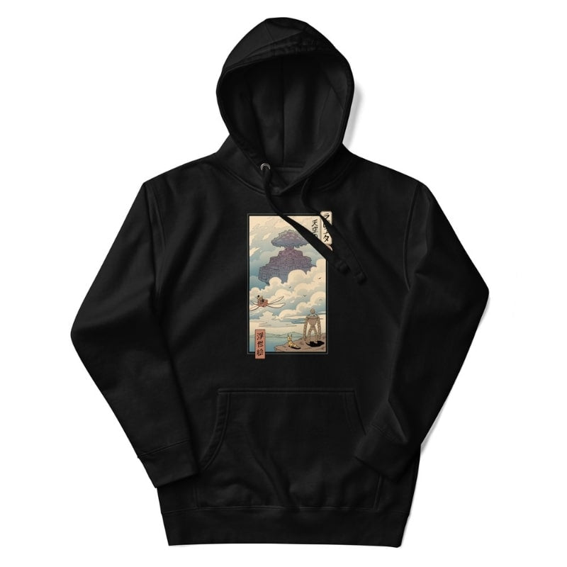 Japans sweatshirt Ukiyo-e Laputa - S / Zwart