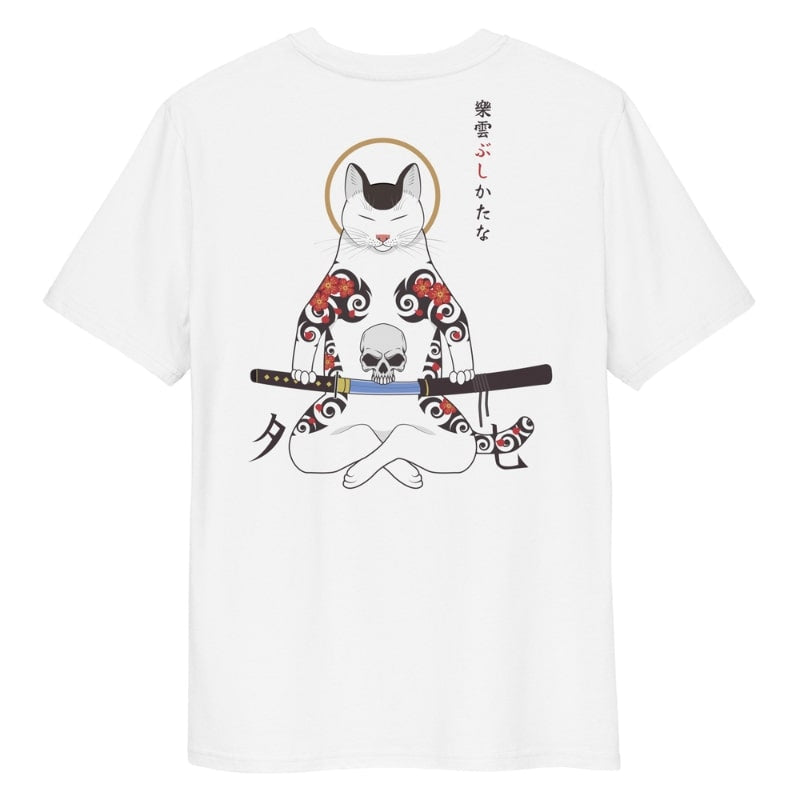 Japans Samurai Kat T-shirt - S / Wit