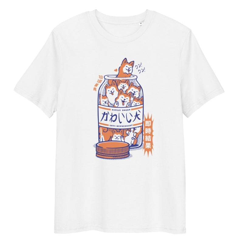 Japanse Shiba Anti-Depressiva T-shirt - S / Wit