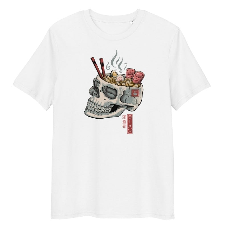 Japans doodshoofd Ramen T-shirt - S / Wit