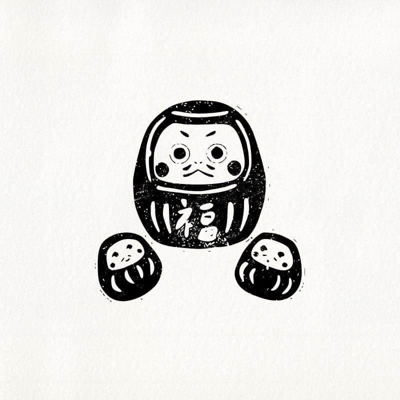 Japanse postzegel Daruma van Tomikohan