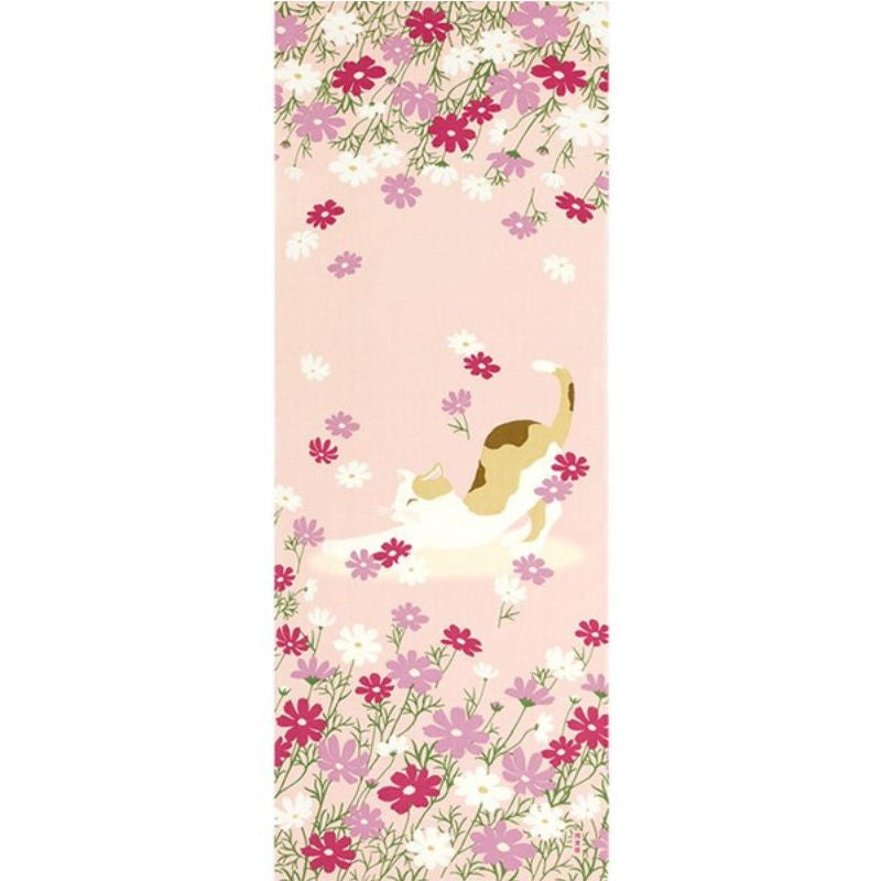 Tenugui Handdoek - Kat & Bloemen