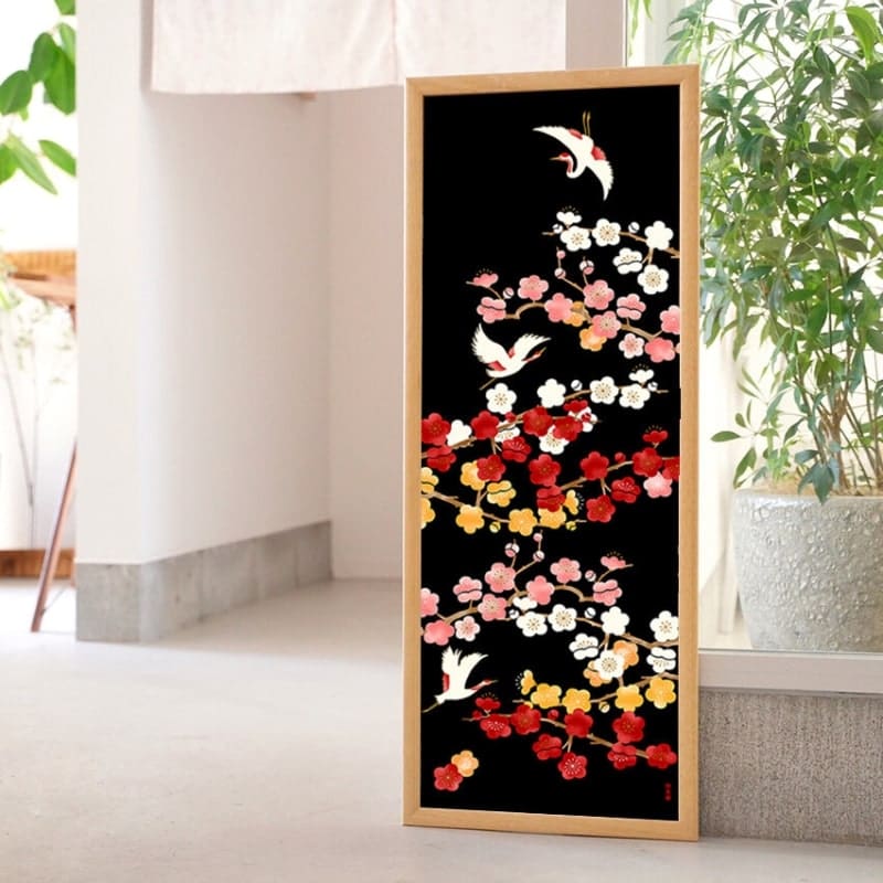 Tenugui Japonais Ume to Tsuru