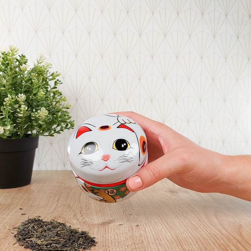 Witte Metalen Theebus - Maneki Neko
