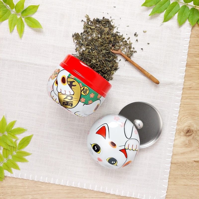 Witte Metalen Theebus - Maneki Neko