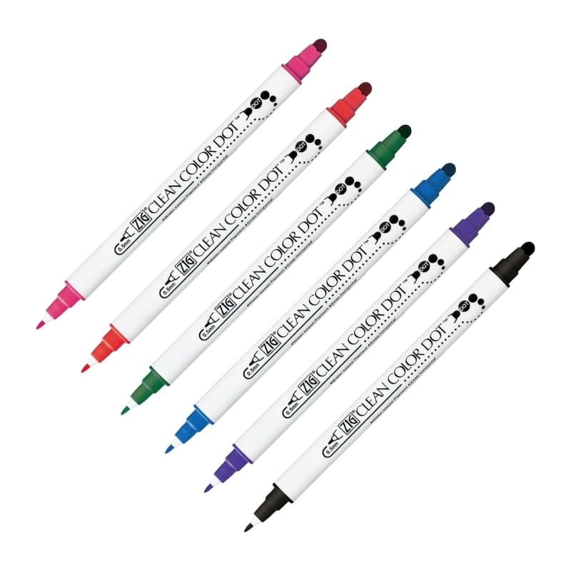 ZIG Clean Color Dot Markers - Set van 6 - Dubbele Punt