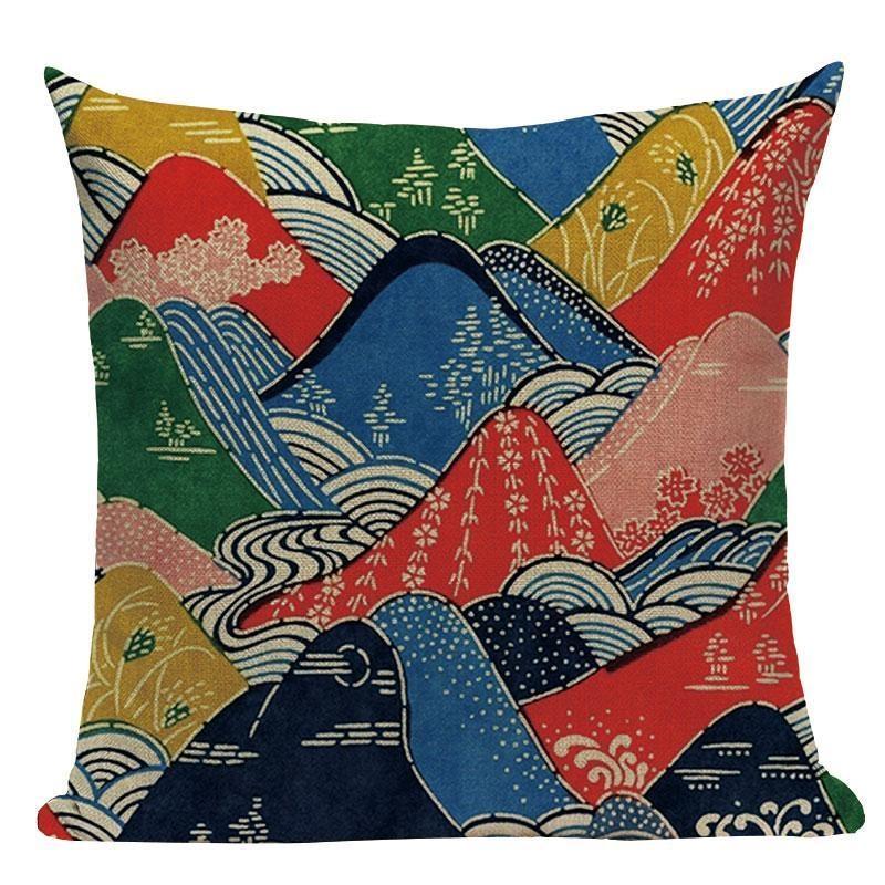 Japanse Kussenhoes - Golvend landschap - 45 x 45cm