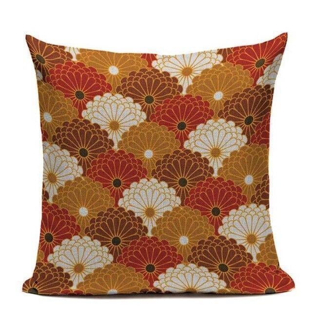Kussenovertrek met Japans patroon - Vintage chrysant