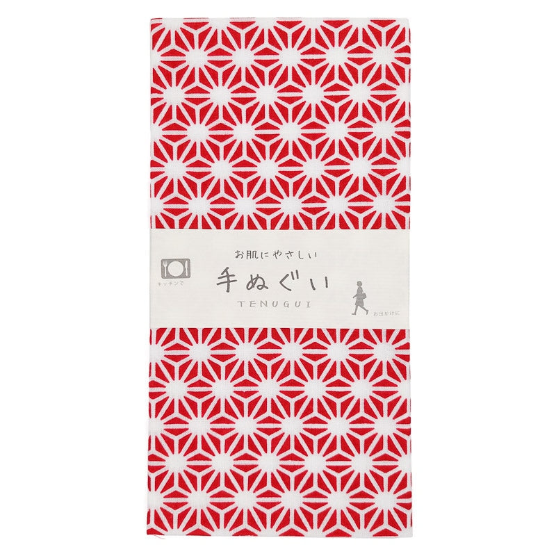Handdoek Tenugui Asanoha Rood