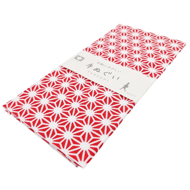 Handdoek Tenugui Asanoha Rood