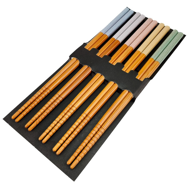 Set van 5 paar bamboe eetstokjes