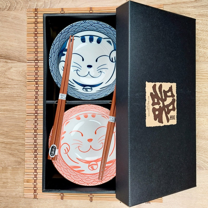 Set van 2 Japanse Kommen - Cat Face